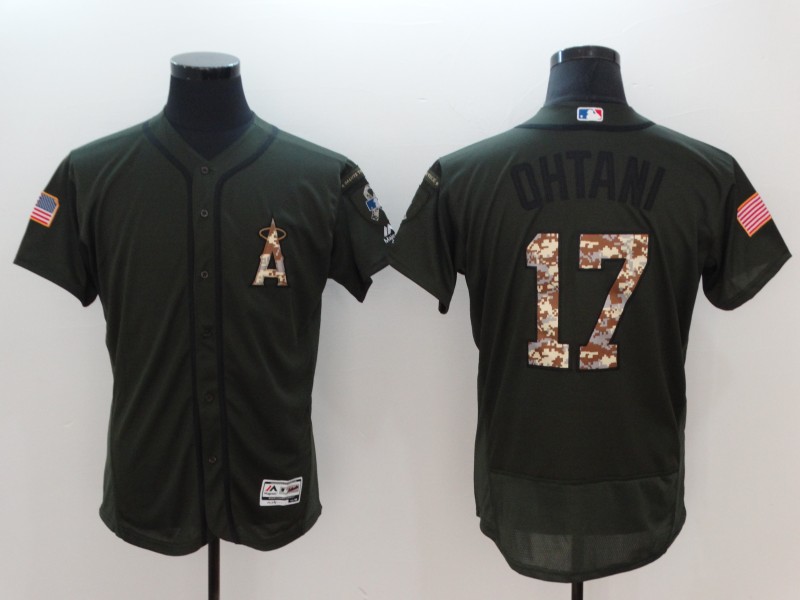 Men Los Angeles Angels #17 Ohtani Green Salute To Service Elite MLB Jerseys->los angeles angels->MLB Jersey